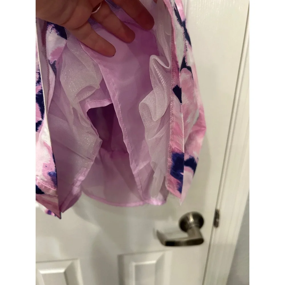 Gymboree Dress Pink Navy Blue Floral‎ Watercolor Bow Back Special Occasion 2T